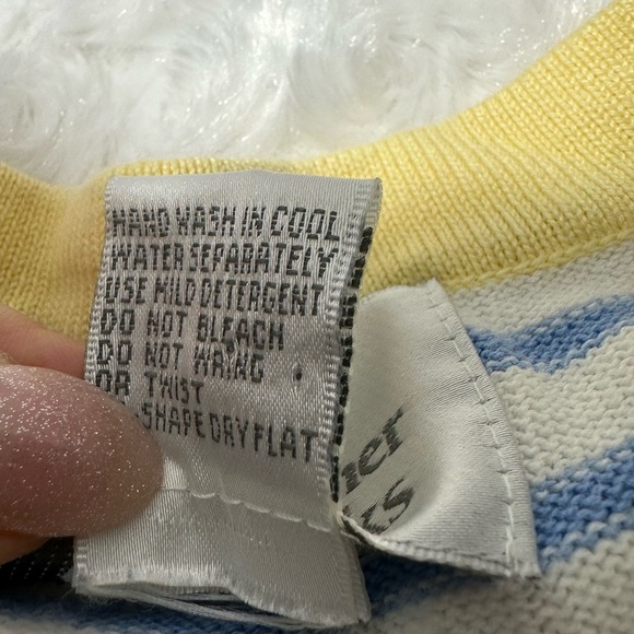 Christopher & Banks Women’s Blue & Yellow Striped Short Sleeve Top - Picture 11 of 11